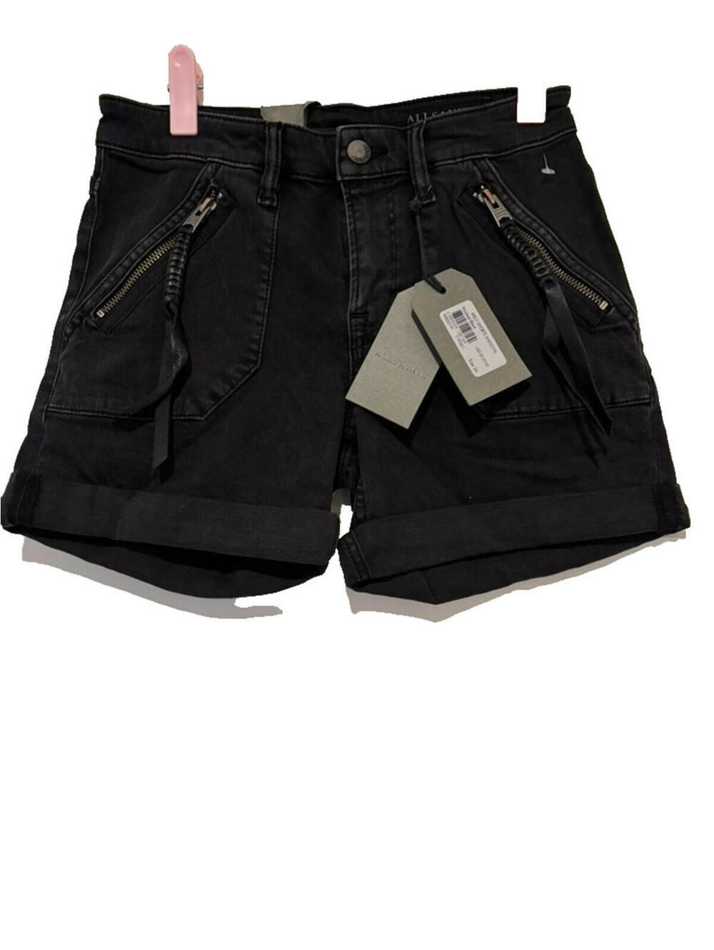 All Saints black jean shorts with pockets sz 27 new w/ tags #3508